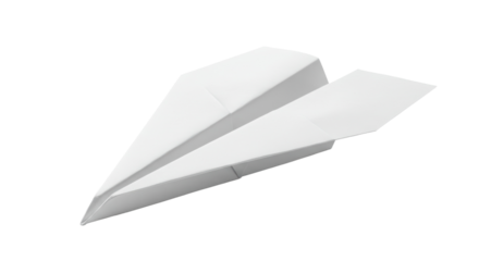 Isolated White Paper Airplane Ready to Take Flight