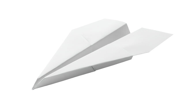 Isolated White Paper Airplane Ready to Take Flight