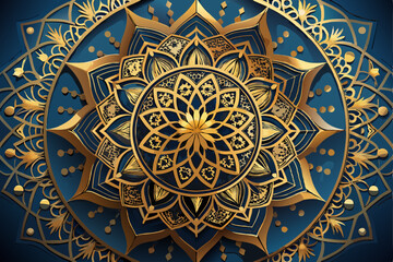 Antique golden seamless pattern design with floral mosaic art decoration