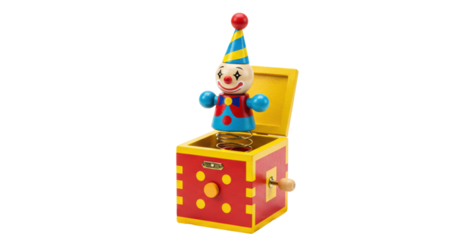 Isolated Jack-in-the-Box Toy with Clown - Powered by Adobe