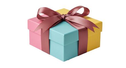 Isolated Colorful Gift Box with Ribbon