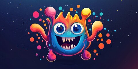 A logo design concept with an animated-style character mascot and eye-catching colors