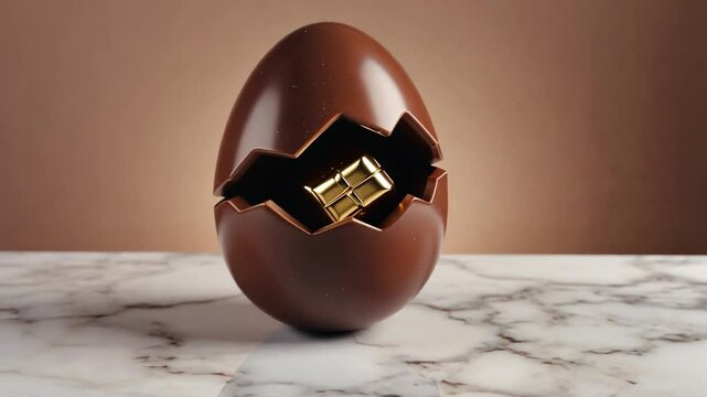 Chocolate egg with gift.