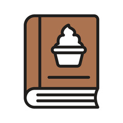 Latest outline style icon showing recipe book for baking