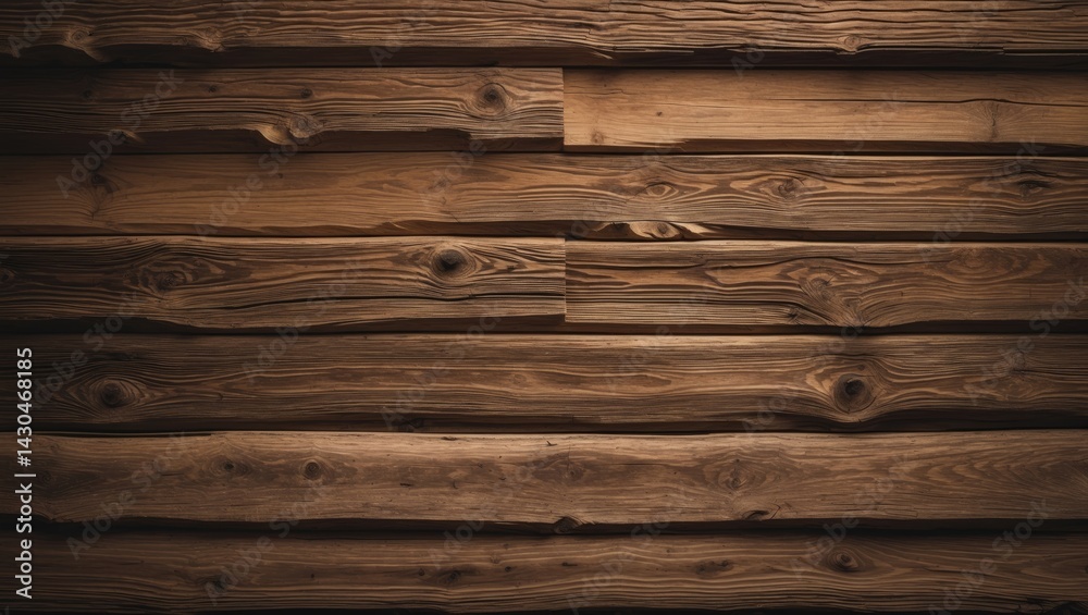 Aufkleber alpine chalet style with reclaimed wood log wall cladding in rustic brown finish