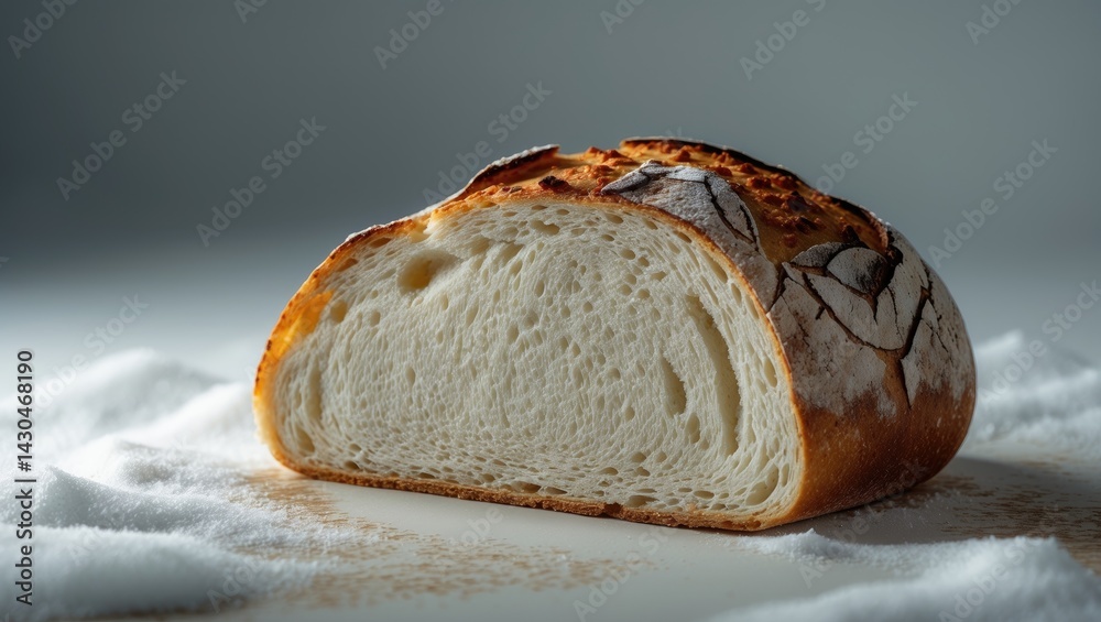 Poster isolated baked baguette on white background with work path