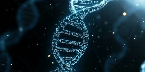 DNA Helix Digital Technology, Cutting-edge Science and Biotech Concept with Binary Code