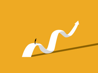 Obraz premium Development ,investment, businessman decide on volatility graph and grow