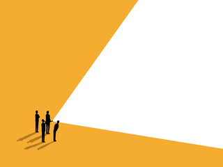 Business guidance, business leader standing holding a flashlight looking at the way