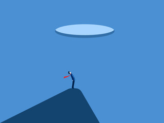 Businessmen look up and look for the exit above