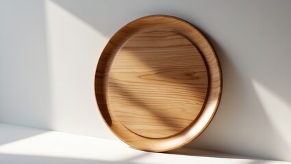Wooden Plate displayed on plain white background