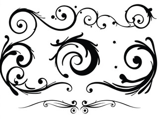 Decorative Swirl and Spiral Vector Elements – Stylish Ornaments for Logos, Tattoos, and Invitations silhouette on white background