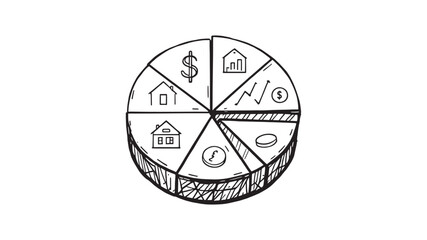 Investment Growth line art drawing with innovative financial designs