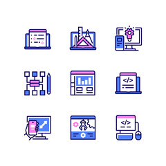 Programming - modern line art style icons set