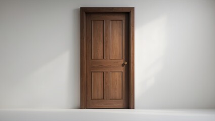 Wooden panel door set against a plain white background