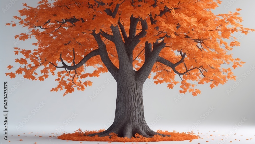 Poster isolated autumn tree set against a natural background