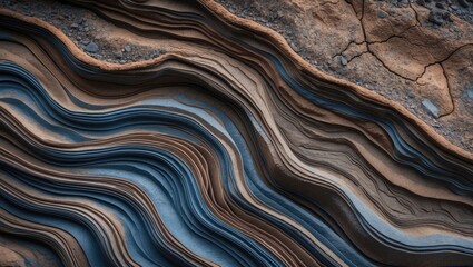 Obraz premium Close-up of lava rock formations with intricate swirls, textures, ash, and cracks in a natural volcanic crust