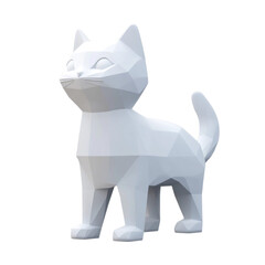 Obraz premium White geometric cat figurine low poly design art animal sculpture