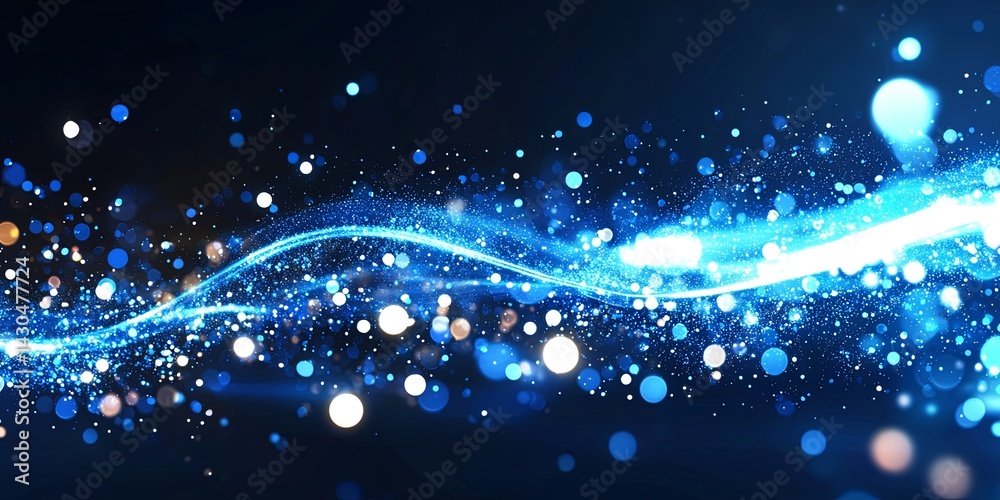 Poster Soft Blue Bokeh Background with Blurred Light Effects for Abstract Design and Creative Projects in Digital Art, Graphic Design, and Photography