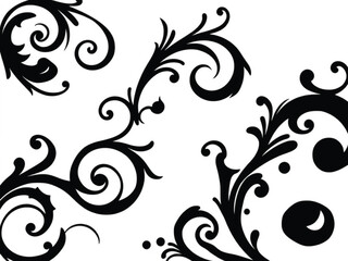 Decorative Swirl and Spiral Vector Elements – Stylish Ornaments for Logos, Tattoos, and Invitations silhouette on white background