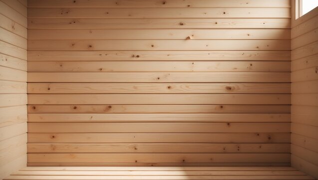 Wood paneling in a sauna