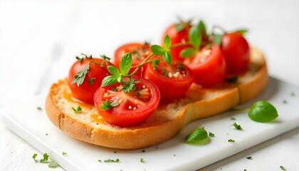 Traditional italian Bruschetta on white background