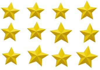Obraz premium Arrangement of twelve yellow stars isolated on white background