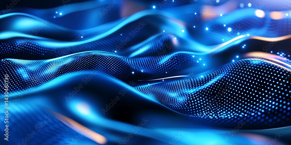 Leinwandbilder Abstract blue background with glowing particles creating a dreamy atmosphere for digital designs, presentations, and creative projects in various themes