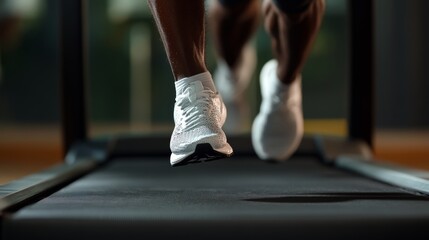 A comparison of different running styles on a treadmill, side-by-side athletic stances,