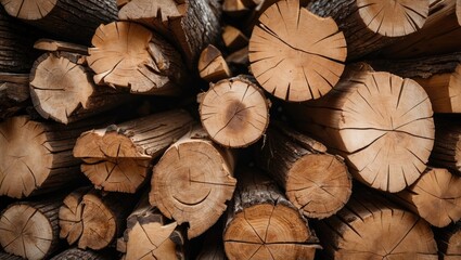 Multiple logs stacked together for woodworking or firewood