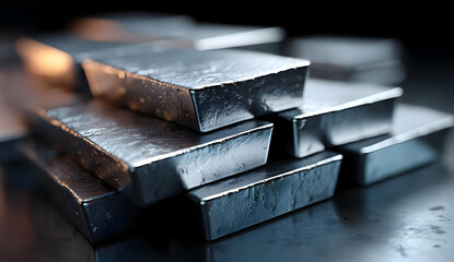This image showcases a close-up view of shiny metal bars, reflecting light elegantly. Perfect for concepts related to wealth, industry, and craftsmanship.
