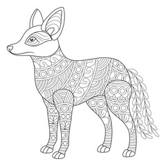 Intricate Fox Line Art Illustration