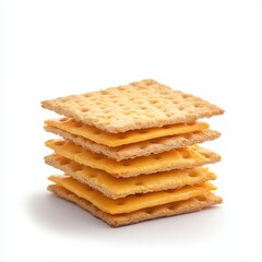 cheese day concept. Stacked crackers with cheese layers on a white background. isolated on white background