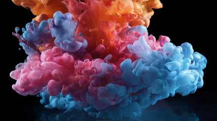 Fototapeta premium Colorful smoke explosion in vivid shades forms an artistic background suitable for various creative projects, enhancing visual appeal