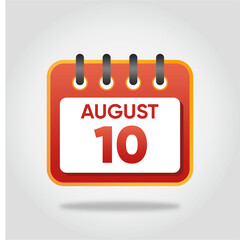 August 10 Calendar Illustration