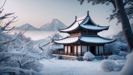 Winter Temple Snow White Souvenir Charms and Amulets for Lucky Blessings in Japan