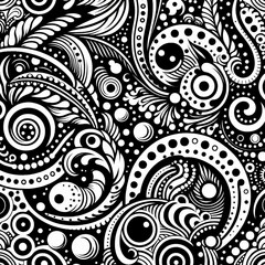 Pattern Black on White Playful retro