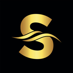 Water Logo combine with letter S vector template