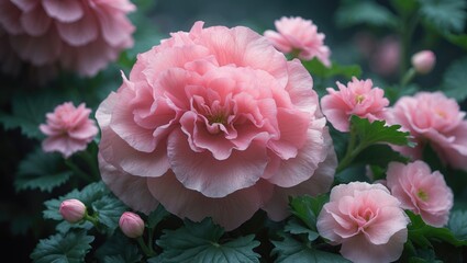 Pink Begonia with Frilly Petals: A Beautiful Floral Texture for Summer Gardens