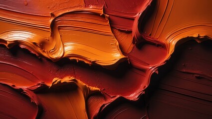 Obraz premium Modern style hand-drawn painting featuring a red brown gradient and bold brush strokes.