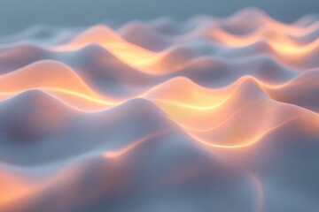 Fototapeta premium Soft undulating waves illuminated with warm light create a serene abstract landscape