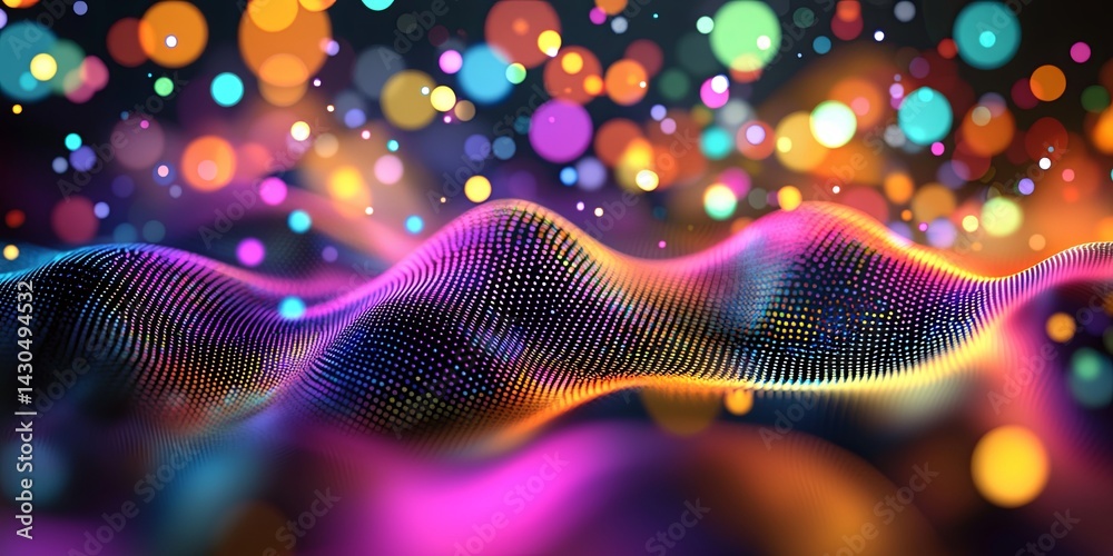 Aufkleber Abstract Technology Background Featuring Colorful Wavy Patterns and Dots for Modern Digital Design Projects and Creative Presentations