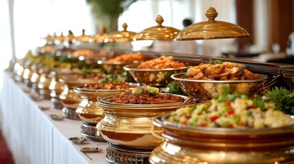 Elegant buffet spread with diverse dishes