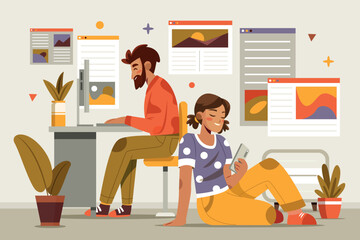 Blogger Hand Drawn Flat Background