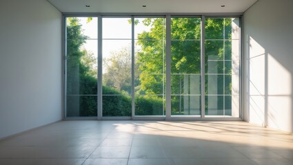 Empty room featuring a sliding glass window on the wall and floor