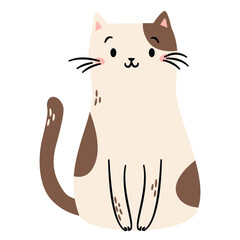 Flat vector illustration in a simple children's style. Cute cat on white background. Farm animals . Vector illustration