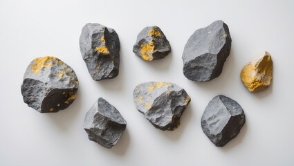 Rocks in Space: Isolated Asteroids and Debris on White Background