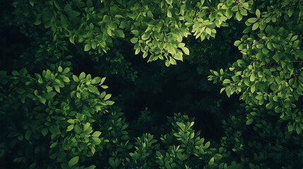 Fototapeta premium Green forest canopy view from the ground looking upward