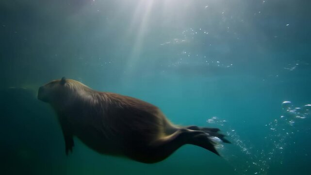Underwater Adventures: The Capybara's Swimming Journey!