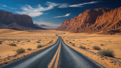 Traveling the sandy desert road
